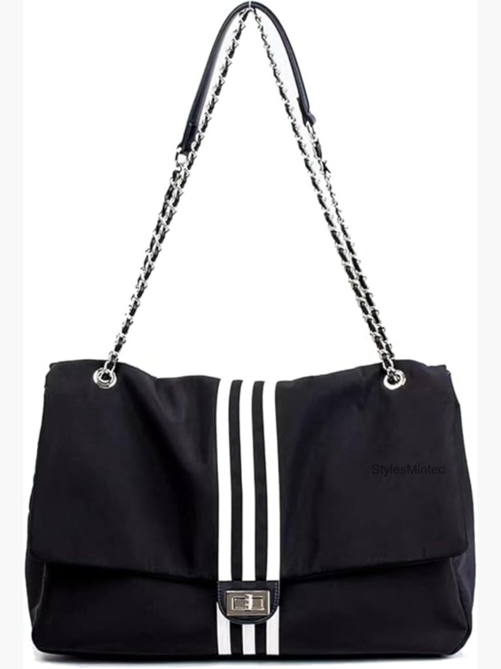 Large Denim Tote Bag with Crossbody Chain Shoulder Purse Fashion Oxford Satchel